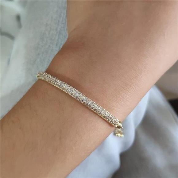 Adjustable Slider Bracelet - Gold/White Gold/Rose Gold Bar Friendship Bangle - Picture 2 of 6